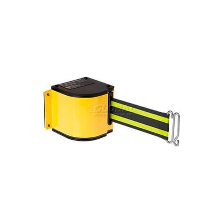 Lavi Industries Warehouse Retractable Belt Barrier, Yellow Case W/18' Black/Neon Yellow Belt 50-3016M/YL/18/BN